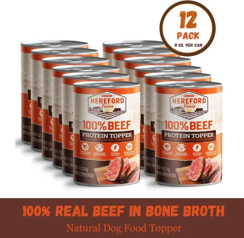 Vista 3 de Alimento húmedo para perros 100% de carne de res, un solo ingrediente, mezclador y adorno rico en proteínas, pastel de carne en caldo de hueso, lata