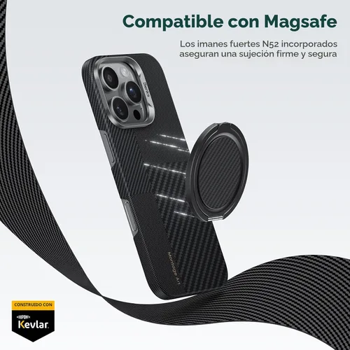 Vista 2 de BENKS ArmorPop │ Agarre magnético para teléfono y soporte para MagSafe, soporte de anillo giratorio ajustable de 360° para iPhone 17/16/15/14/13/12