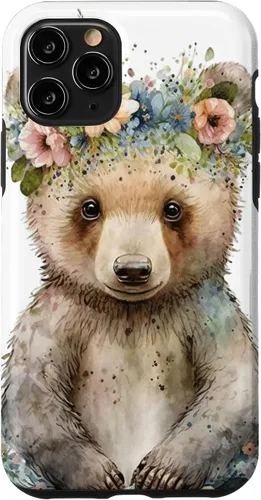 Vista 27 de iPhone 16 Brown Bear Boho Woodland Animal Floral Case