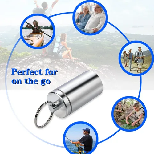 Vista 3 de Pastillero portátil, de aleación de aluminio, impermeable, pastillero para bolso, pequeño pastillero diario para viajes al aire libre, campamento
