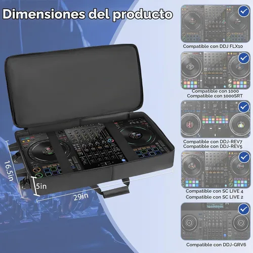 Vista 2 de Funda para controlador DJ con ruedas para DDJ-FLX10/GRV6/1000/REV7/REV5/SC