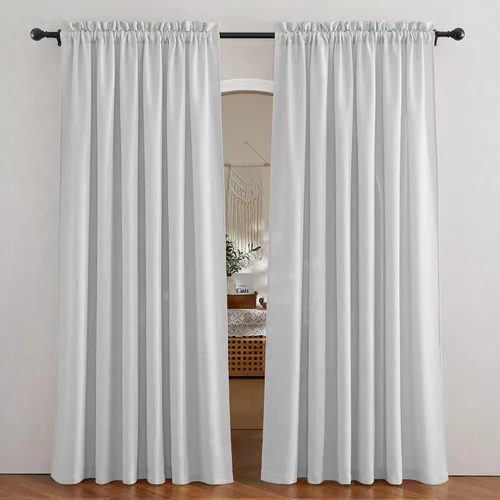 Vista 104 de RYB HOME - Cortinas de lino texturizado semitranslúcidas, privacidad media, filtro de luz, decoración de ventana para dormitorio/baño/sala de estar