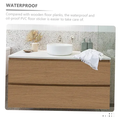Vista 5 de Azulejos de madera de grano de madera, adhesivos para pisos, adhesivos para pisos, calcomanías decorativas para el suelo, para dormitorio, tablones