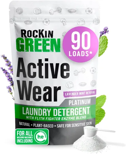Vista 18 de Rockin' Green Detergente para Ropa, A Base de Plantas, Detergente en Polvo Totalmente Natural para Ropa, Vegano y Biodegradable Combate Olores