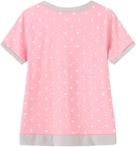 Vista 2 de MyFav Pijama para niñas jóvenes con bonito patrón de gato, pantalones cortos cómodos de algodón para dormir