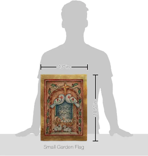 Vista 2 de Breeze Decor Bandera de jardín con paloma de la paz en la tierra, diseño de paloma para el invierno, tres reyes, religioso, para la temporada