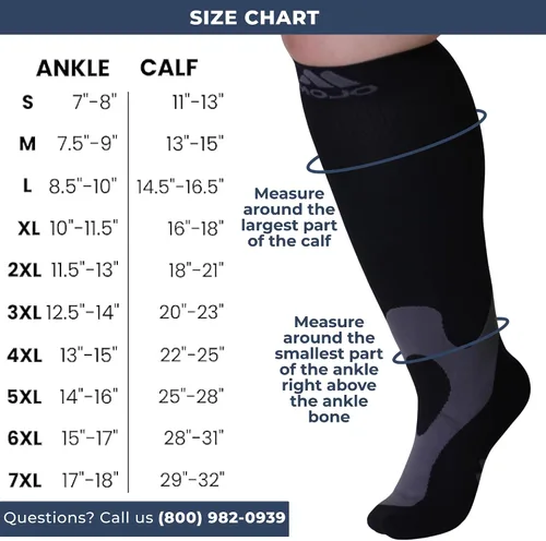 Vista 5 de Mojo A601R - Calcetines de compresión médica para mujeres y hombres, 20-30 mmHg, hasta la rodilla para dolor y circulación de venas, A601R