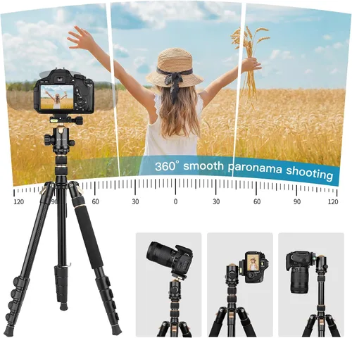 Vista 6 de Trípode DSLR Profesional para Fotografía - Alto, Ligero y Resistente - Miras de Detección, Telescopio y Prismáticos - Unidad de Trípode Completa