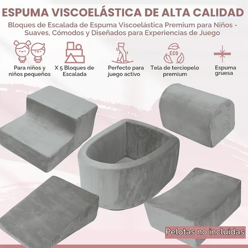 Vista 2 de Bloques de escalada de espuma para niños pequeños, juego suave de interior para bebés, funda de terciopelo y espuma viscoelástica de alta densidad