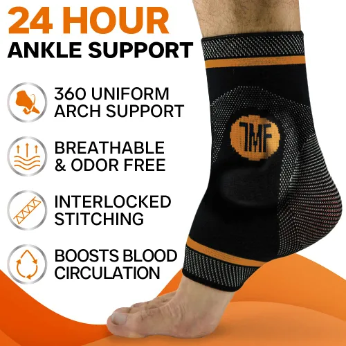 Vista 2 de Treat My Feet Tobillera de compresión con soporte de silicona para tobillo y cobre, soporte para fascitis plantar para dolor de pies y alivio