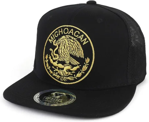 Vista 8 de Trendy Apparel Shop Gorra de malla bordada con diseño de águila de la Ciudad de México Durango Negro