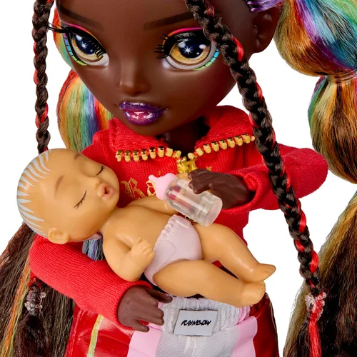 Vista 4 de Rainbow High Jr. High Bestie Babysitters - Iris Bow, muñeca de moda de 9 pulgadas
