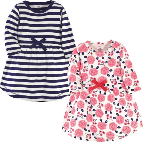 Vista 7 de Touched by Nature - Vestidos de manga corta y manga larga de algodón orgánico para niñas pequeñas, bebés y mujeres Manga larga con flores abstractas