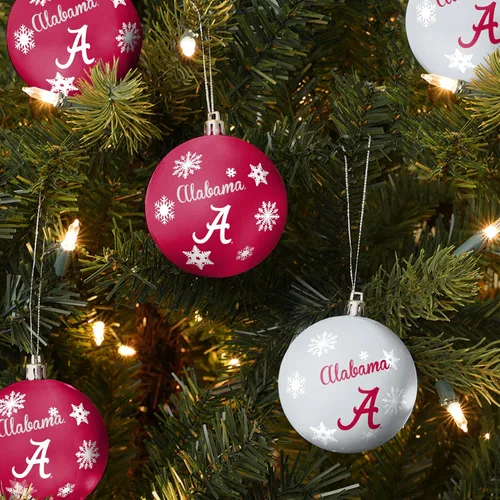 Vista 2 de FOCO NCAA - Juego de 5 adornos inastillables para árbol de Navidad con logotipo del