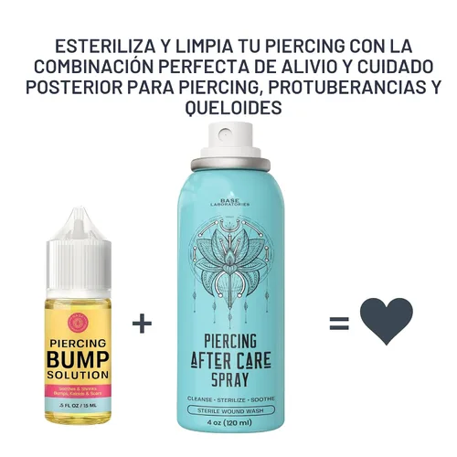 Vista 9 de BASE LABORATORIES Kit de cuidado posterior para piercing: aceite de solución de queloide y perforación (0.5 fl oz) + spray de cuidado posterior