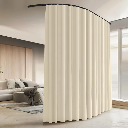 Vista 9 de Cortinas divisoras de habitación con juego de rieles de cortina de techo, cortina de ventana para dormitorio, sala de estar, oscurecimiento total