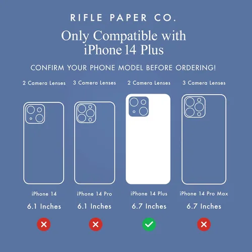 Vista 3 de Rifle Paper Co. Funda para iPhone 14 Plus [funciona con cargador inalámbrico] [protección contra caídas de 10 pies] Bonita funda para iPhone de 6.7