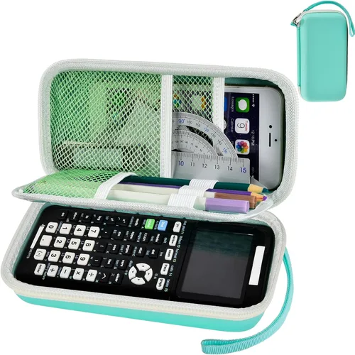 Vista 9 de ALKOO - Funda rígida para calculadora Texas Instruments TI-84 Plus CE, solo Funda de EVA con doble panel de amortiguación, 3 trabillas