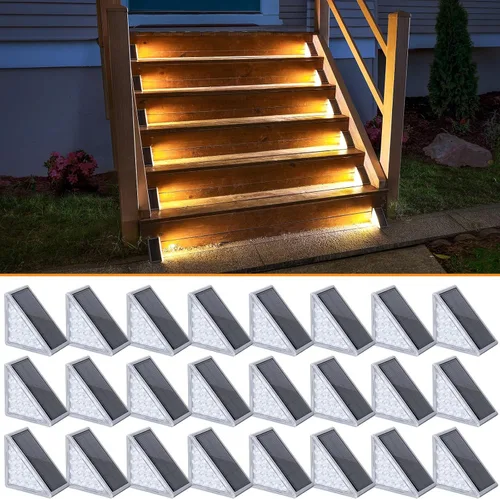 Vista 29 de NIORSUN Luces solares, impermeabilidad IP67, encendido/apagado automáticos, para escalones exterior, escalera, patio, porche, puerta delante, acera