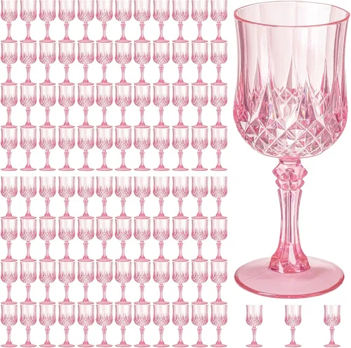Vista 15 de Copas de vino de plástico de 7 onzas, 10 vasos de vino reutilizables ámbar, copas de champán vintage, copas de agua de cristal de plástico