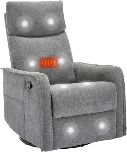 Vista 23 de PELUMY Silla Reclinable Mecedora Giratoria 360 para Adultos, Silla Mecedora de Guardería con Calor y Masaje, Silla Reclinable Deslizante para Beige