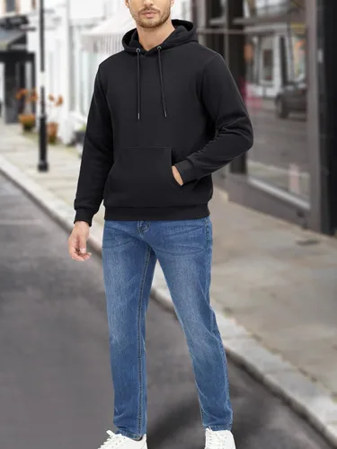 Vista 5 de MAGCOMSEN Sudaderas con capucha para hombre, con forro polar, estilo casual, atlético, para entrenamiento, con bolsillo tipo canguro
