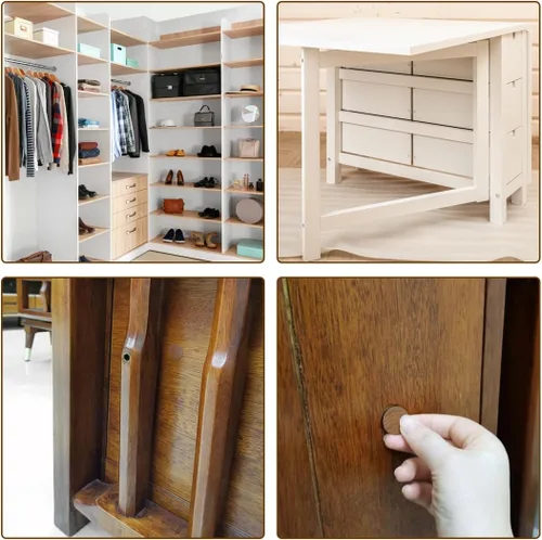 Vista 4 de uxcell Calcomanías autoadhesivas de plástico texturizado para puertas de madera, muebles, gabinetes, estanterías, placas, 0.827 in de diámetro, 54