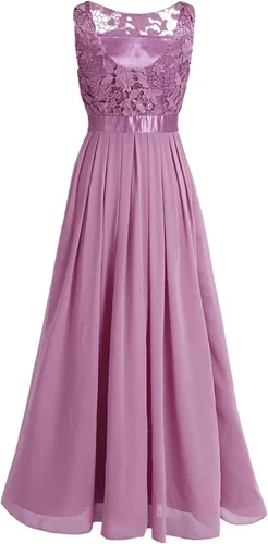 Vista 5 de RUNQHUI Vestido largo de encaje floral para mujer vestido de dama de honor cumpleaños noche formal