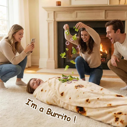Vista 2 de mermaker Cobija de doble cara con estampado de tortilla para burritos