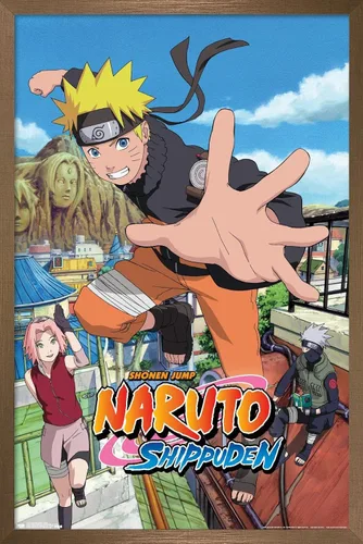 Vista 15 de Trends International Naruto Shippuden - Póster de pared de salto, 14.725 x 22.375 pulgadas, versión enmarcada de madera de granero
