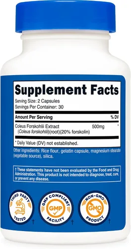 Vista 5 de Nutricost Coleus Forskohlii 500 mg, 60 cápsulas - Fórmula de máxima resistencia