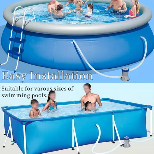 Vista 6 de Bomba de filtro de piscina, cartucho de 330 GPH Sistema de bomba de filtro de piscina con manguera y accesorios, bomba de piscina sobre el suelo