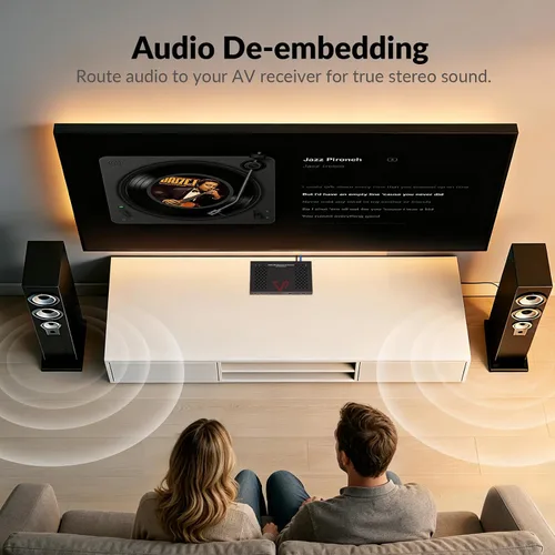 Vista 6 de 4K@60Hz HDBaseT HDMI Over Ethernet Extender Over Cat6/7 upto 230ft 4K@60Hz 4:4:4, HDCP 2.3, HDMI Loop-Out, Test Pattern Function, EDID, Audio