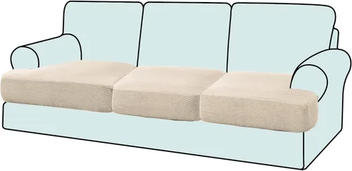 Vista 22 de Funda elástica para sillón con cojín en forma de T, funda de cojín individual para cojín de silla en forma de T, protector de tela jacquard gruesa