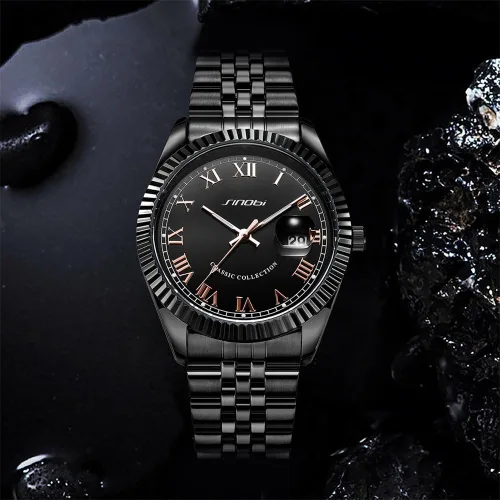 Vista 5 de SINOBI Men's Luminous Hand Calendar Date Quartz Watch Classic Stainless Steel Watches for Men