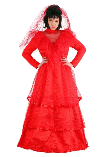 Vista 8 de Vestido de novia gótico rojo Multicolor