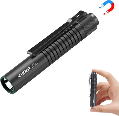 Vista 8 de VTIGER T1A Mini Linterna EDC de Bolsillo con Clip, 1300 Lúmenes Linterna Compacta AA Recargable LED Pequeña, Interruptor de Cola Súper Brillante