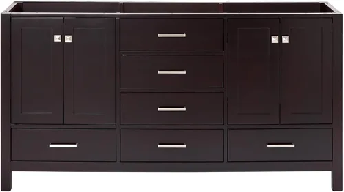 Vista 35 de ARIEL Cambridge Mueble base de tocador de baño de 36 pulgadas, madera maciza, 2 puertas de cierre suave, 5 cajones de cola de milano, roble marrón