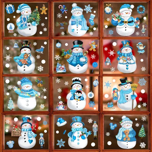 Vista 9 de BORAMDO 9 hojas de calcomanías navideñas de jengibre para ventana