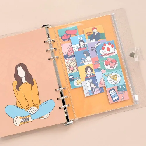 Vista 7 de Monolike A5 FALL IN NEWTRO Ver.2 Diary Set, Be full of happiness - Academic Planner Weekly & Monthly Planner with PVC Cover, Zipper bag, Sticker
