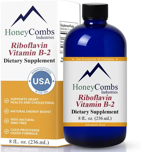 Vista 10 de Gotas líquidas de vitamina B2 - Suplemento de riboflavina B2 para el metabolismo energético y el apoyo del sistema nervioso - Vitamina líquida B2