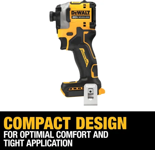 Vista 4 de DEWALT Kit de taladro de impacto inalámbrico ATOMIC de 20 V, 1/4 de pulgada, batería y cargador incluidos (DCF850E1)