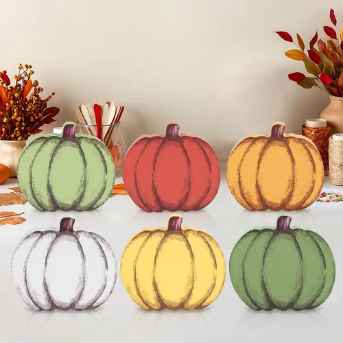 Vista 8 de COCHIE Decoración de hojas de otoño de madera para oficina en el hogar, decoración de bandeja escalonada para mesa de Acción de Gracias en granja