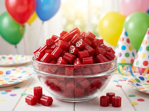 Vista 6 de Bocados de regaliz rojo cereza 1 lb Bolsa a granel suave masticable dulce dulce fresco