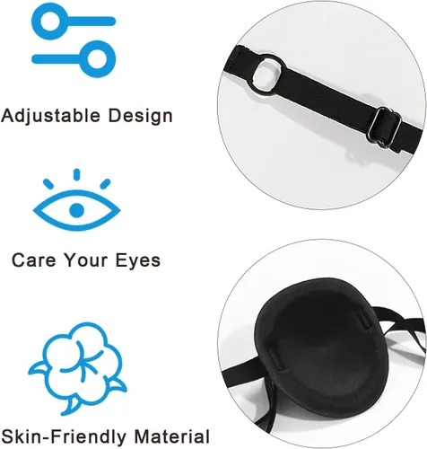 Vista 3 de 2 parches oculares, parches oculares médicos para adultos, parche ocular ajustable 3D, parches oculares suaves para ambliopía u ojo vago, válidos