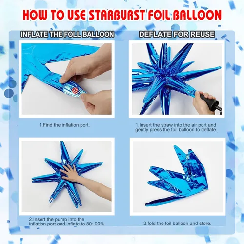 Vista 7 de Kit de arco de globos rojos, blancos y azules, guirnalda de globos del 4 de julio con globos de estrella azul, globos de fiesta reutilizables