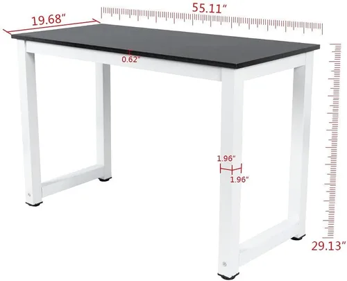 Vista 3 de G-PLUS Escritorio de computadora, mesa para computadora portátil, escritorio de computadora de madera resistente para dormitorio, estilo moderno