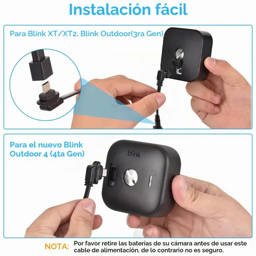 Vista 6 de Cable de alimentación resistente a la intemperie de 30 pies para Blink Outdoor 4 (4.ª generación) y (3ª generación), cable de carga plano