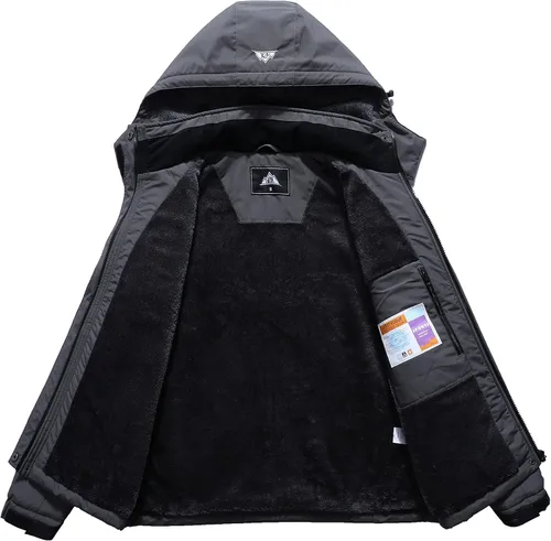 Vista 3 de Chaqueta de esquí impermeable para mujer, resistente al viento, cortavientos, abrigo de nieve cálido con capucha