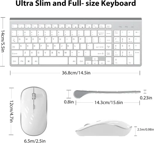 Vista 19 de JOYACCESS Combo de teclado y mouse inalámbricos, 2.4G compacto y ultra delgado teclado inalámbrico y mouse para Windows, computadora, escritorio